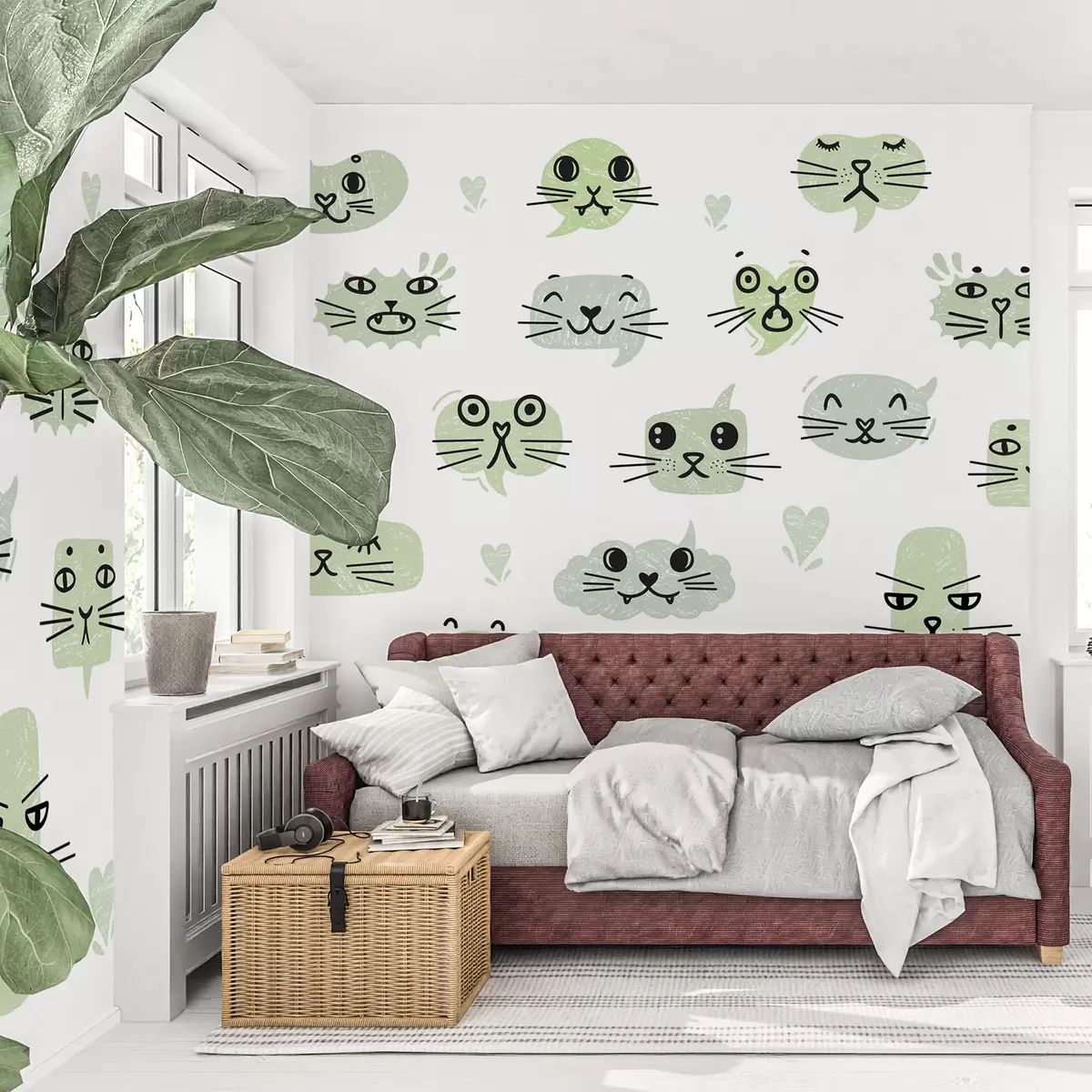 wall murals Мачја лица у нијансама зелене w03951v3