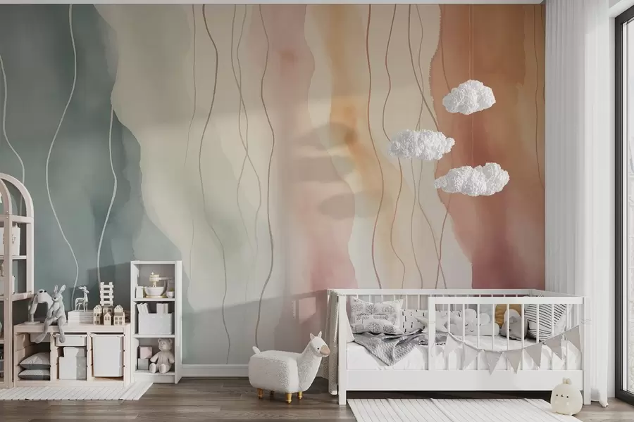 wall murals Апстрактни акварелни таласи у топлим и хладним бојама w03989