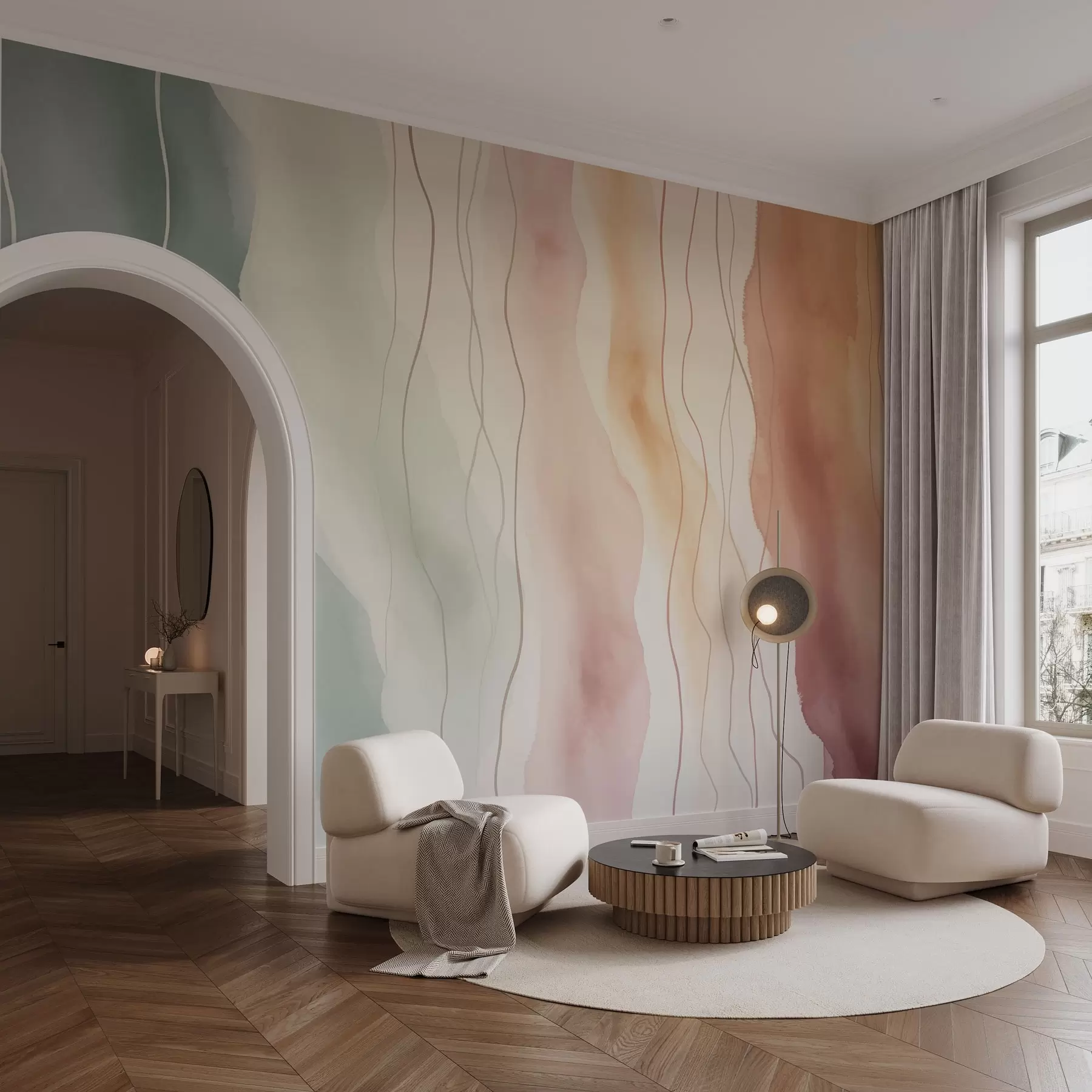 wall murals Апстрактни акварелни таласи у топлим и хладним бојама w03989