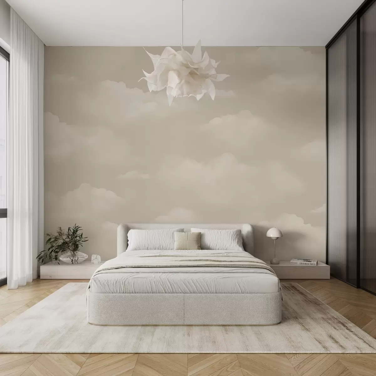 wall murals Кремасти облаци на светло беж позадини w03994