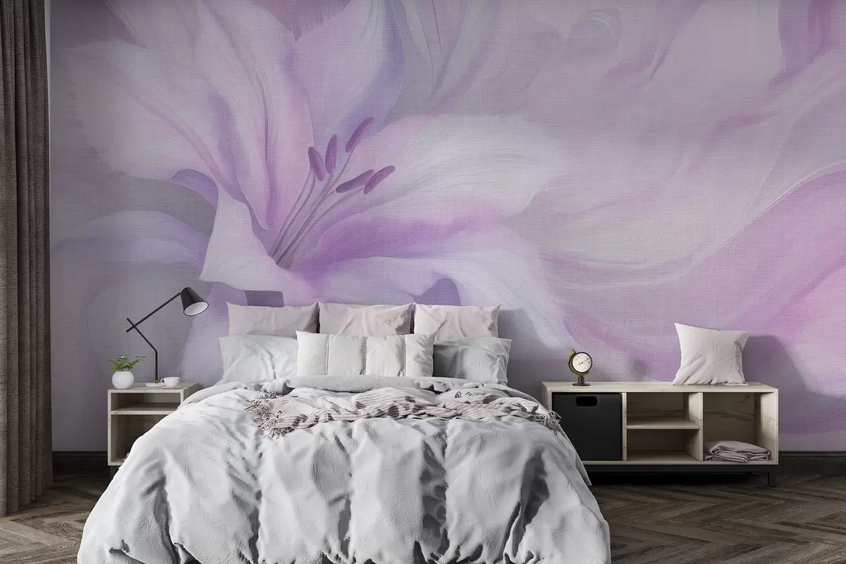 wall murals Флуидна апстракција цвета љиљана, цветне, љубичасте боје w04006v1