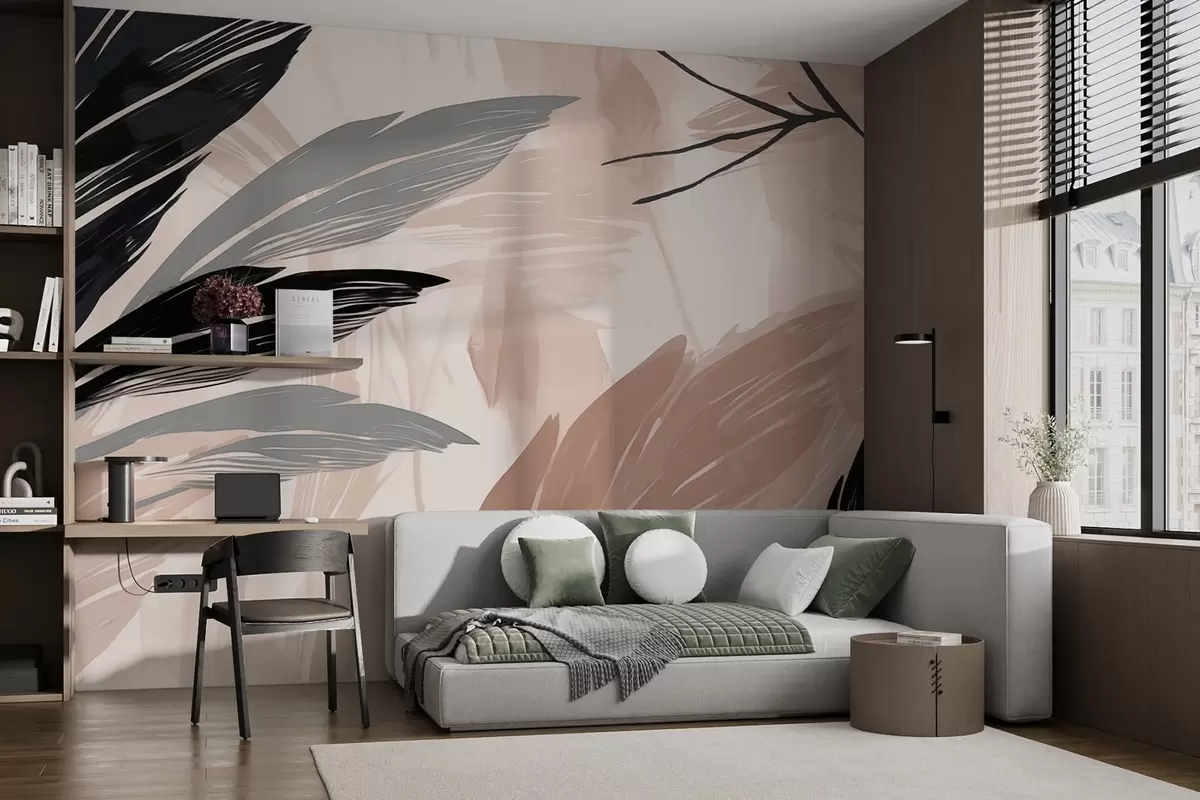 wall murals Апстрактно разнобојно перје w04037v1