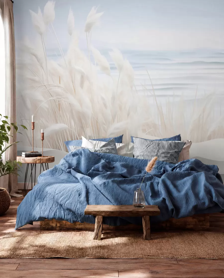 wall murals Svijetle pampas trave uz more w09132