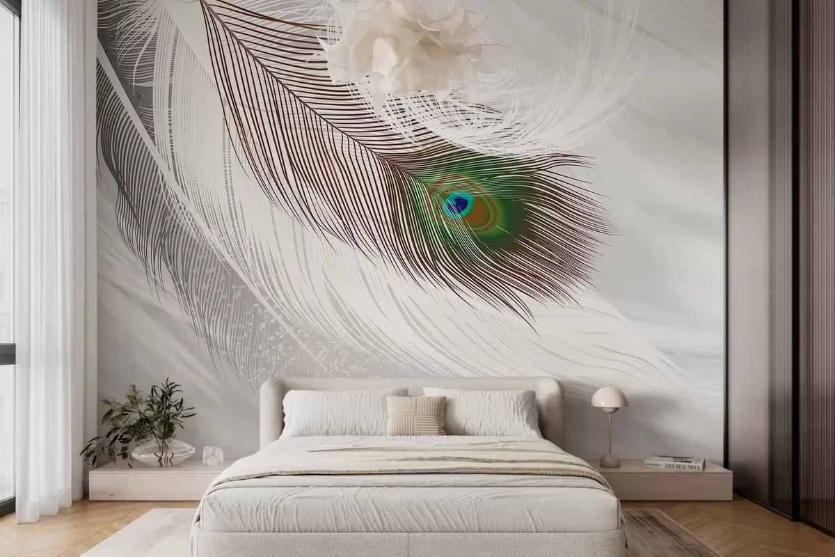 wall murals велико пауново перо међу перјем w03961