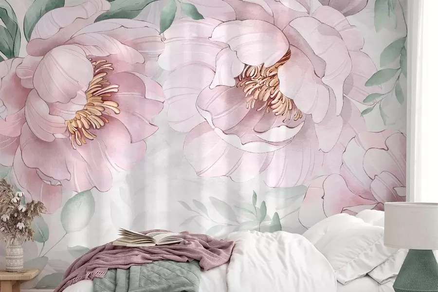 wall murals Ружичасти божури имитирају акварел w03932v2