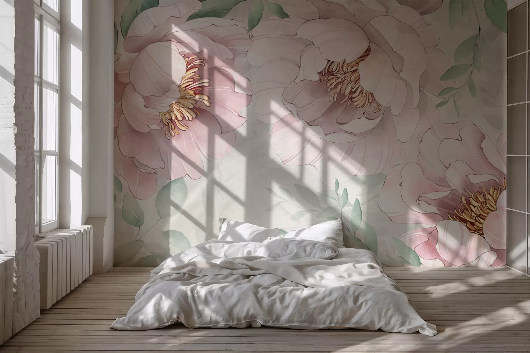 wall murals Ружичасти божури имитирају акварел w03932v2