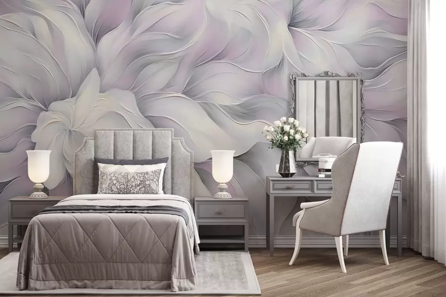 wall murals Апстрактно цвеће у стилу путера у ружичастој боји w04045v1