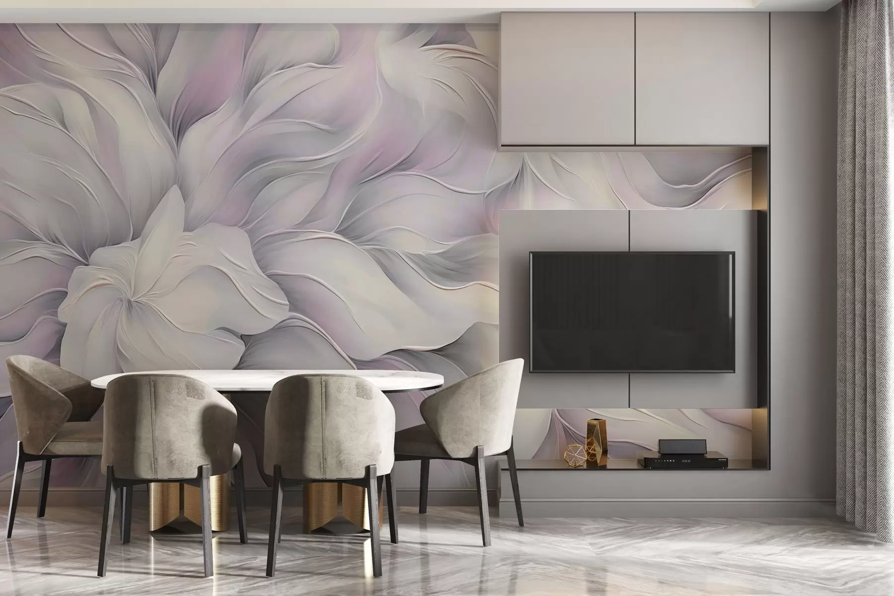 wall murals Апстрактно цвеће у стилу путера у ружичастој боји w04045v1