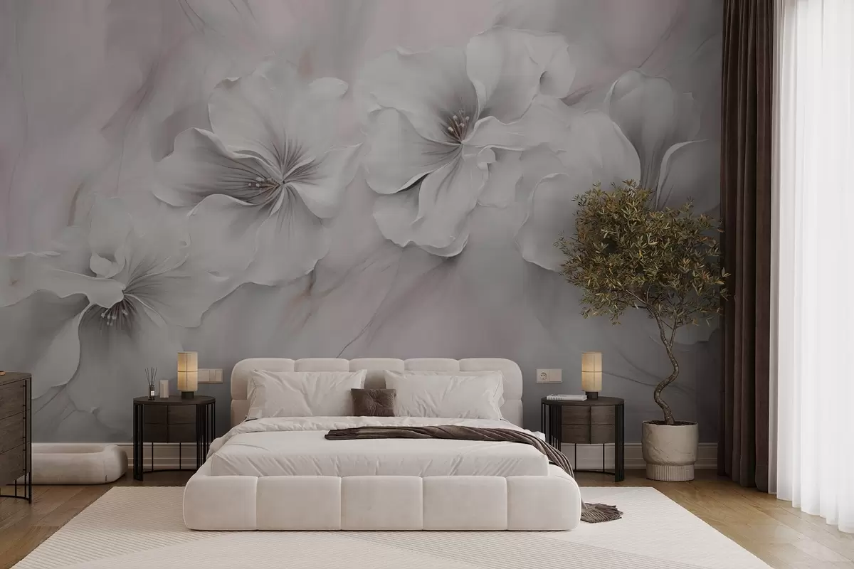 wall murals Уљано сликарство цвећа на ружичастој позадини w04047v1