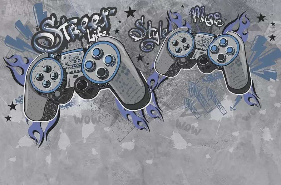 wall murals Конзоле у стилу уличне уметности на гранџ зиду w04054