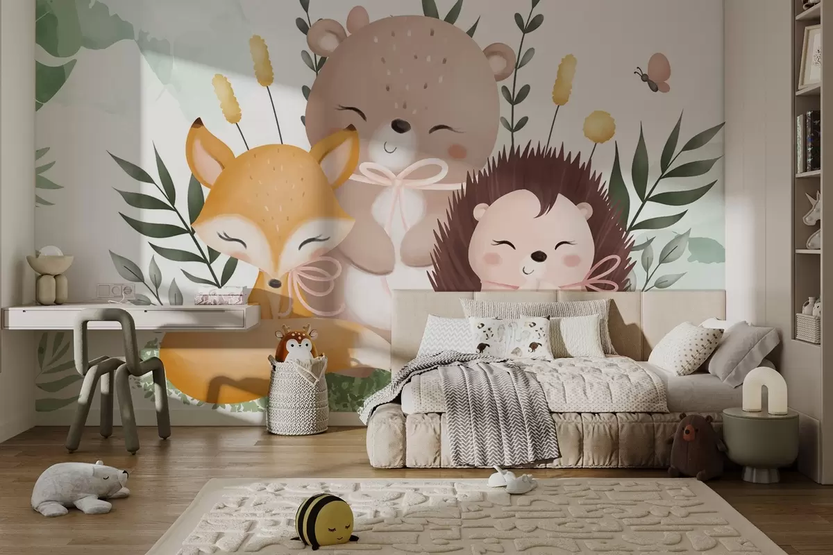 wall murals Лисица, медвед и јеж w04083