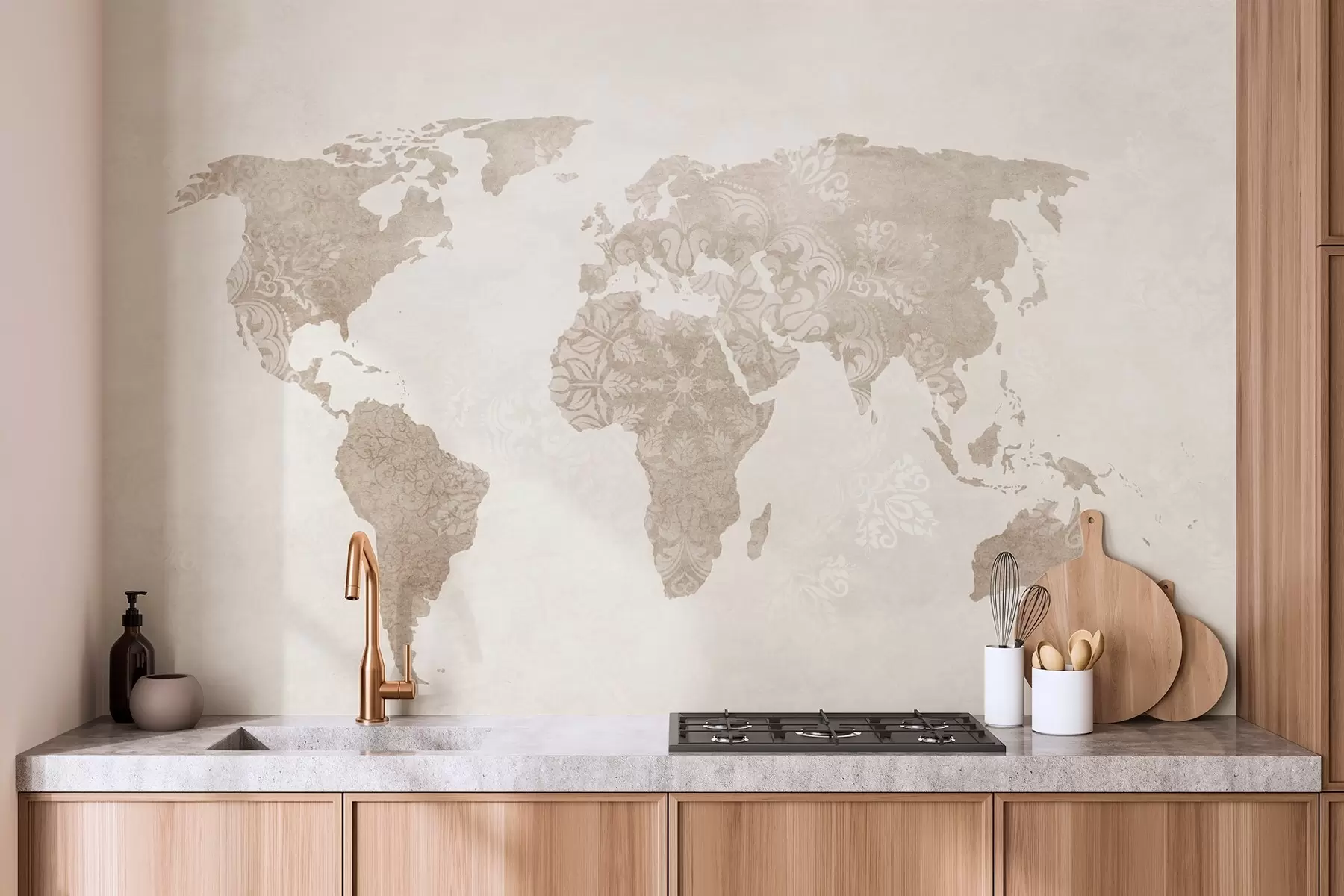 wall murals Karta svijeta u starom kamenu w03954
