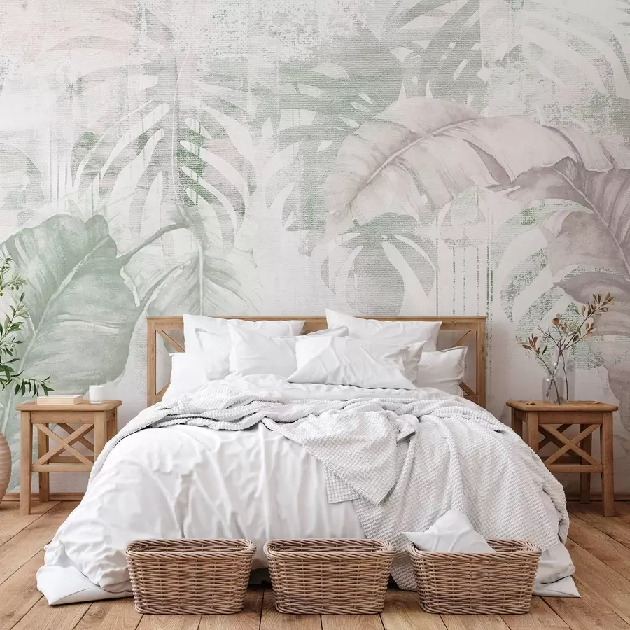 wall murals Тропско лишће у гранџ стилу w03956v2