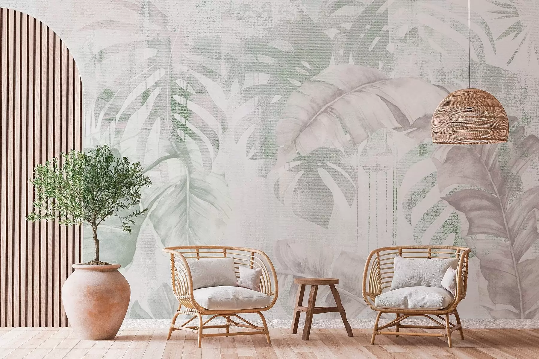 wall murals Тропско лишће у гранџ стилу w03956v2