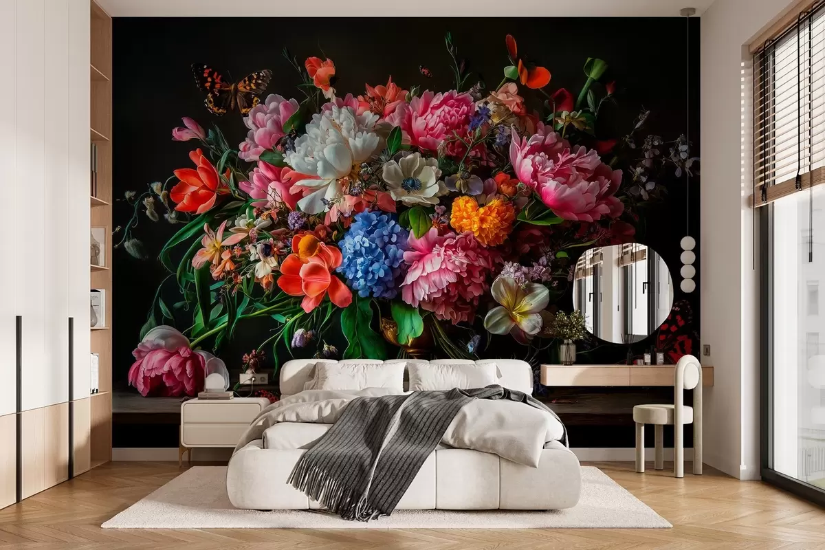 wall murals 
букет у стилу холандског уљаног сликарства XVII века са луксузном цветном композицијом. w04078