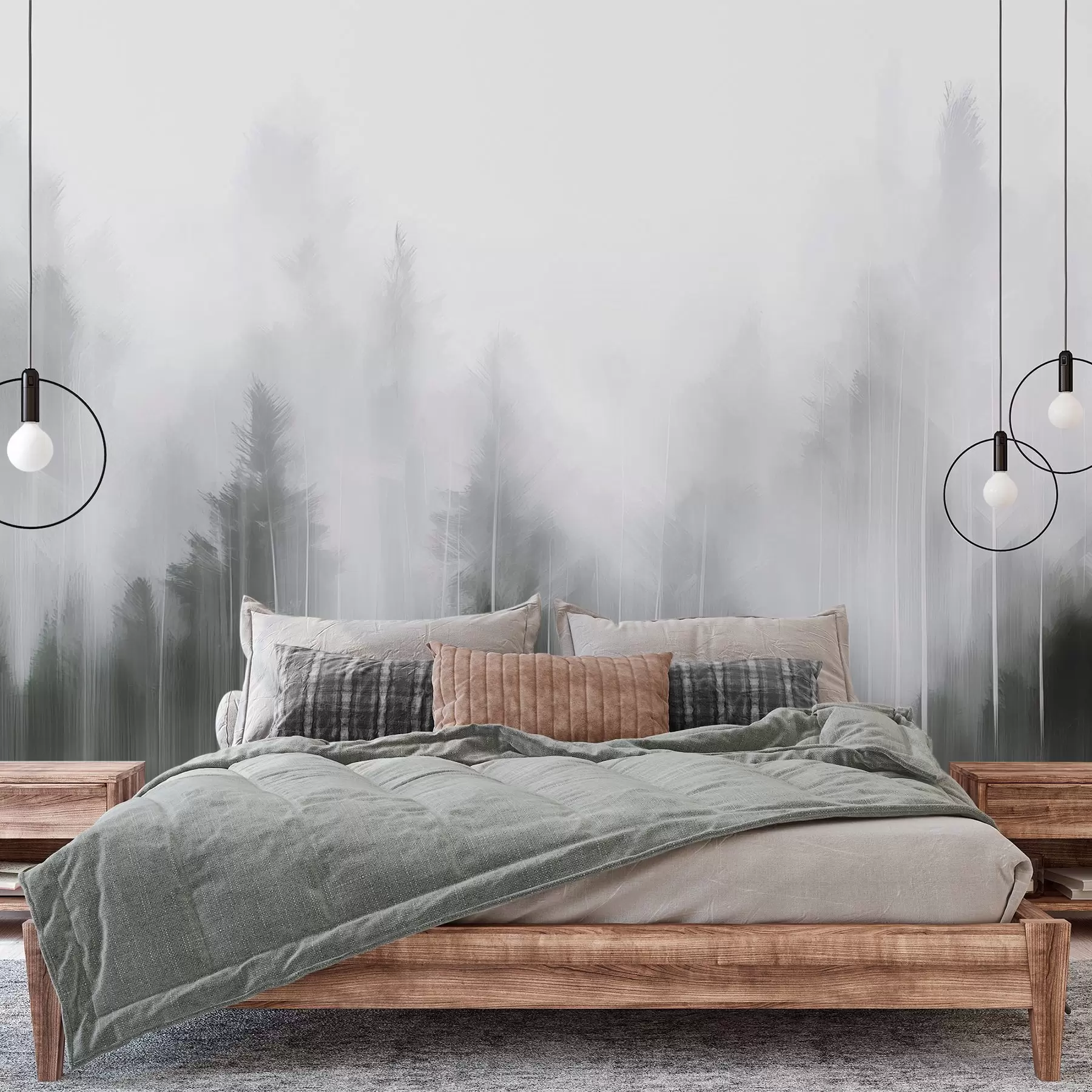 wall murals Сликање имитације четинарске шуме w04104