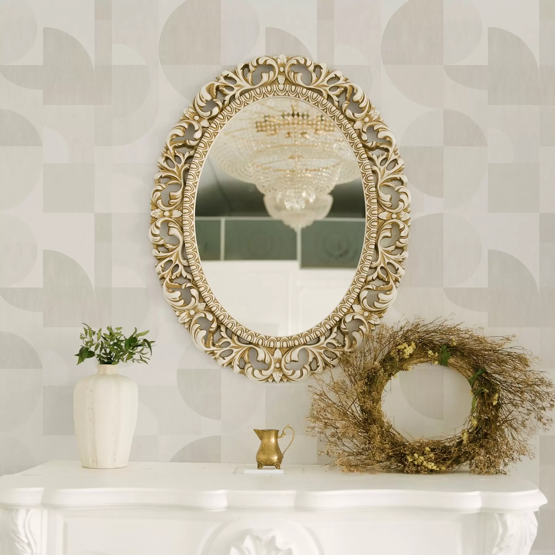 wall murals Минималистичка геометрија у светло крем палети a00189