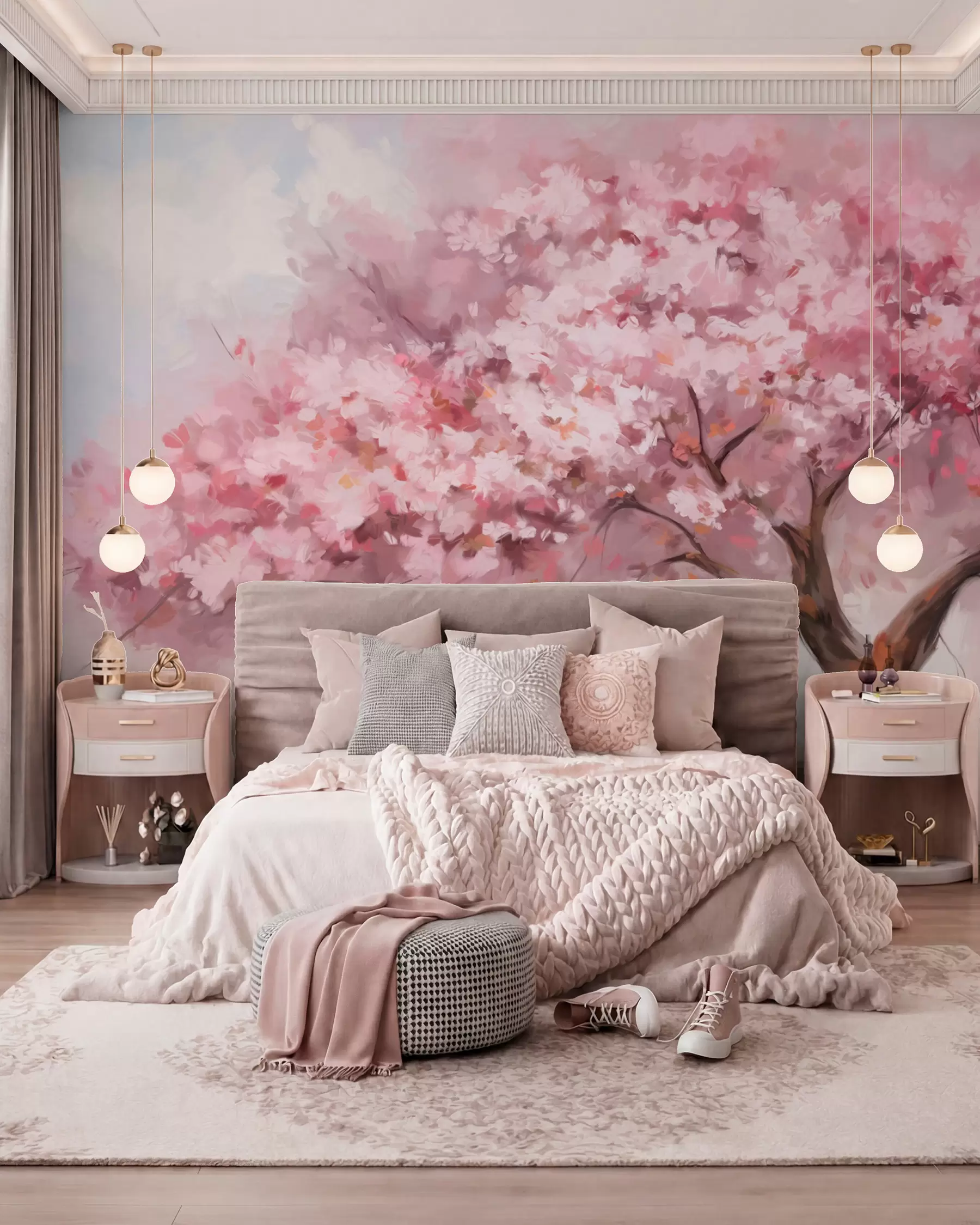 wall murals Drveće ružičastih cvjetova w09193