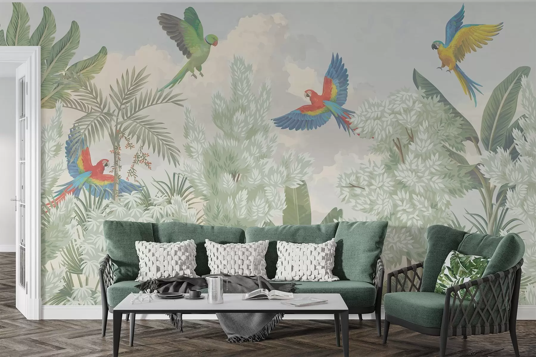wall murals Папагаји у џунгли w04105