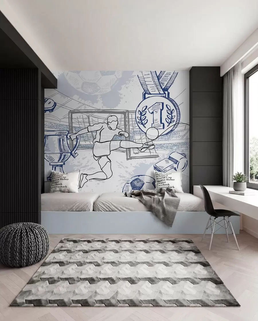 wall murals Skice fudbalskih trofeja w04108
