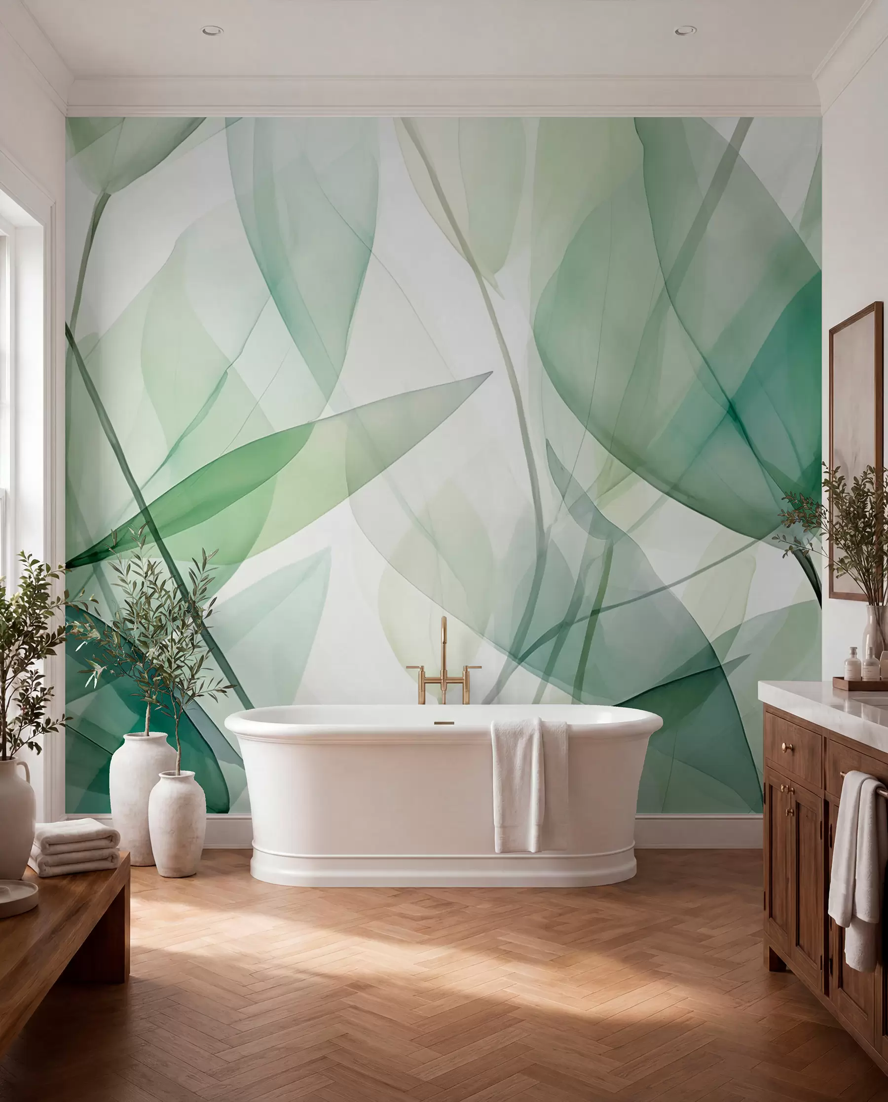 wall murals Preklopljeno zeleno lišće w04145