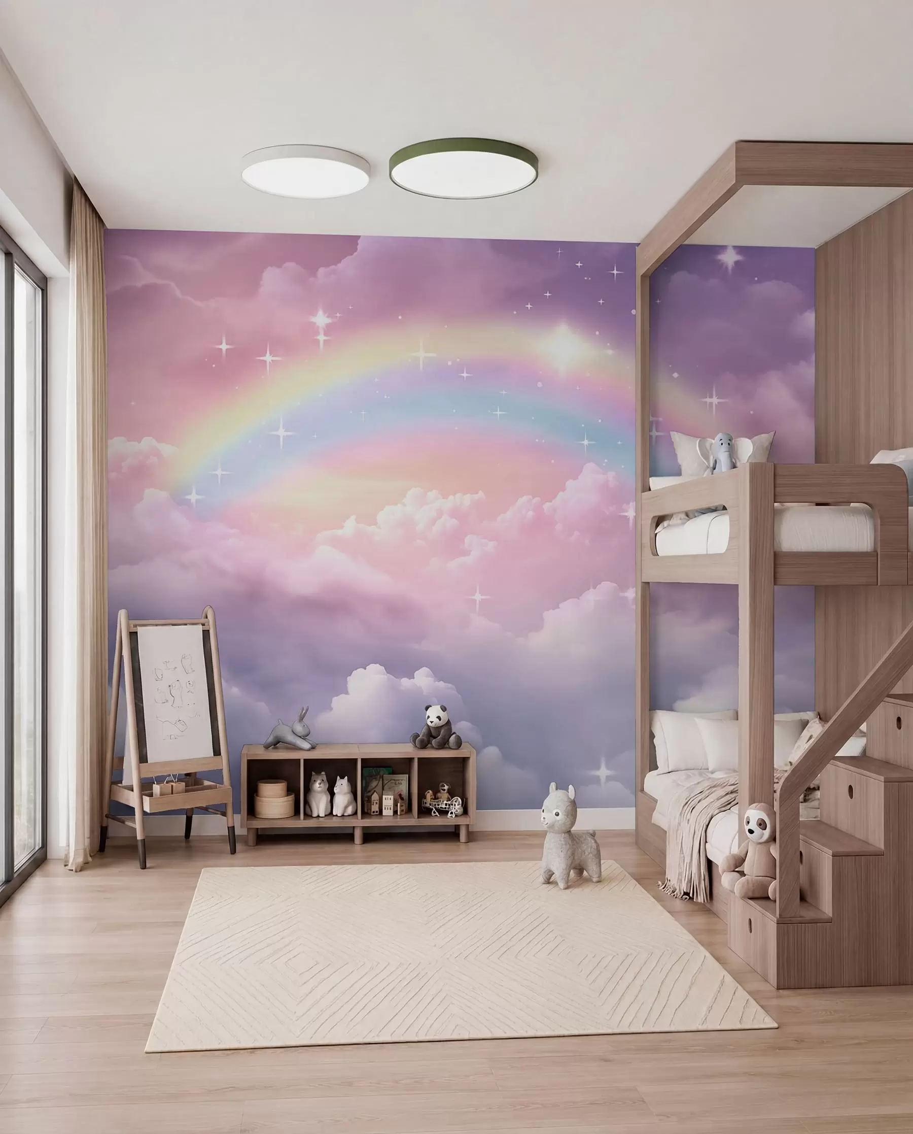 wall murals Duga u oblacima boje lavande w04146