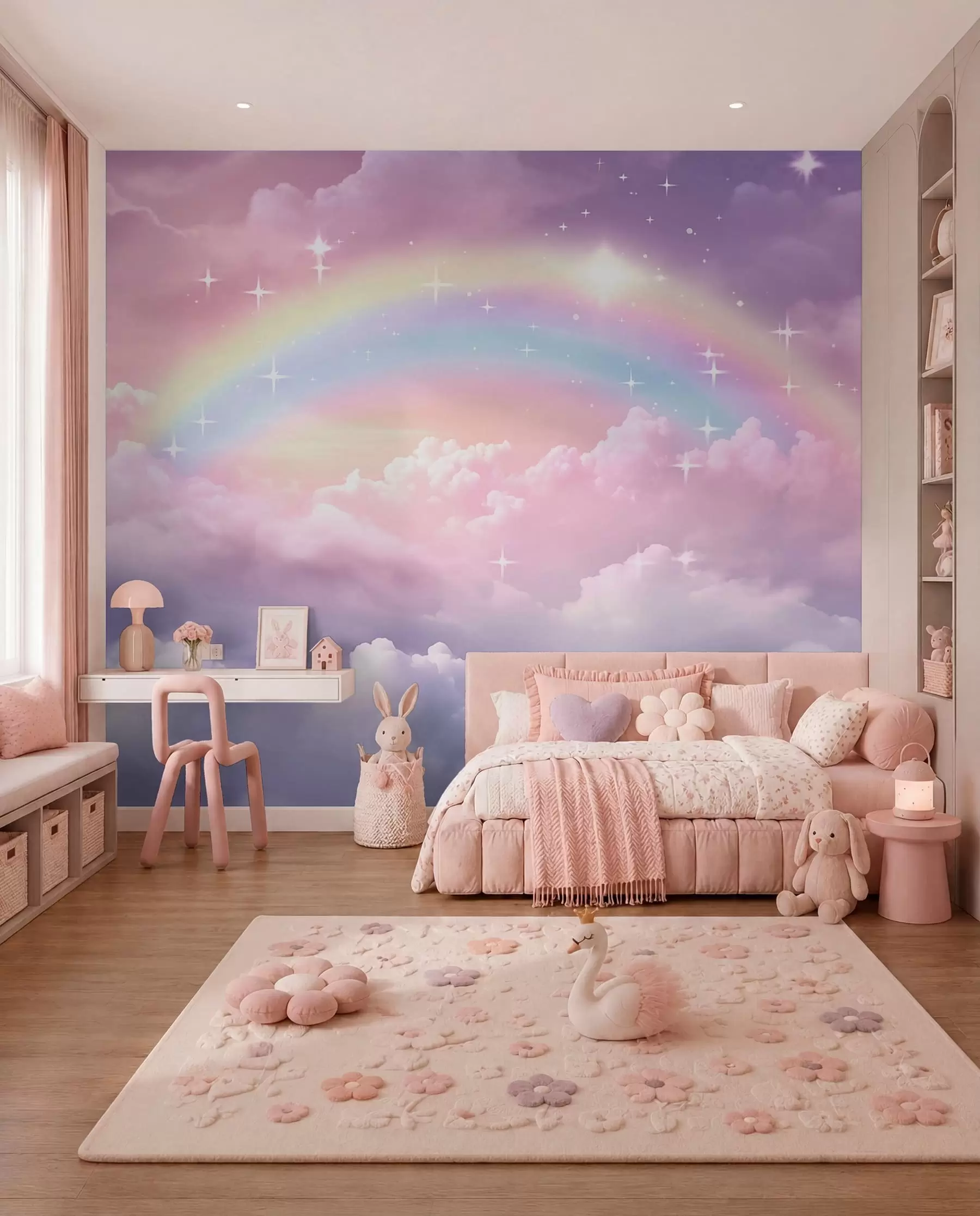 wall murals Duga u oblacima boje lavande w04146