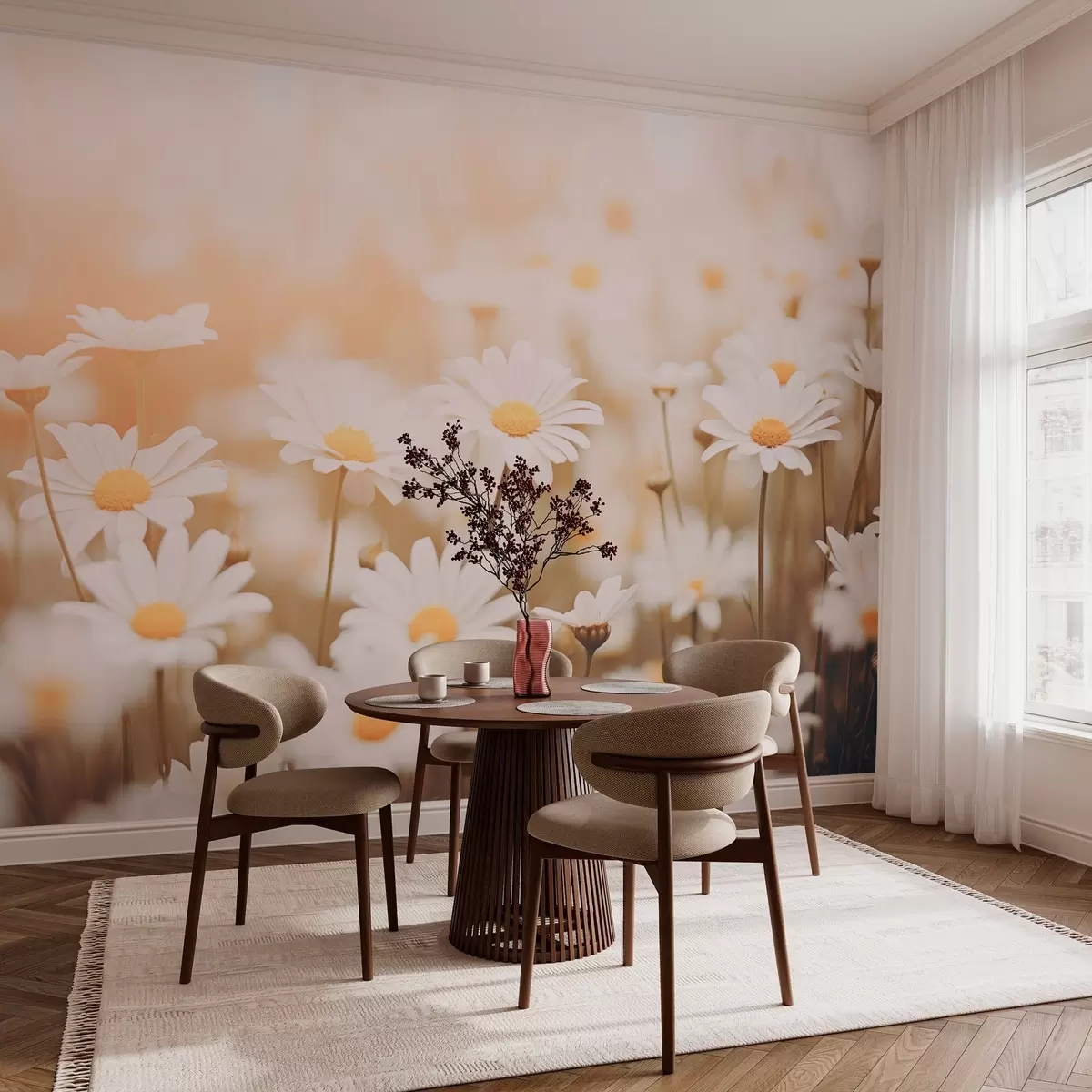 wall murals Дивље тратинчице на светлој позадини са ефектом меког фокуса w04161
