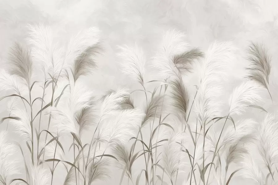 wall murals Елегантна пампас трава цвета у сивим и смеђим тоновима w09150