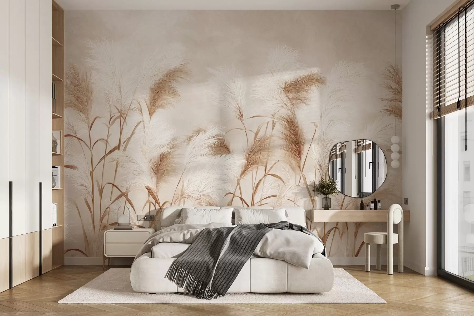 wall murals Елегантна пампас трава цвета у меким беж и млечним тоновима w09150v1
