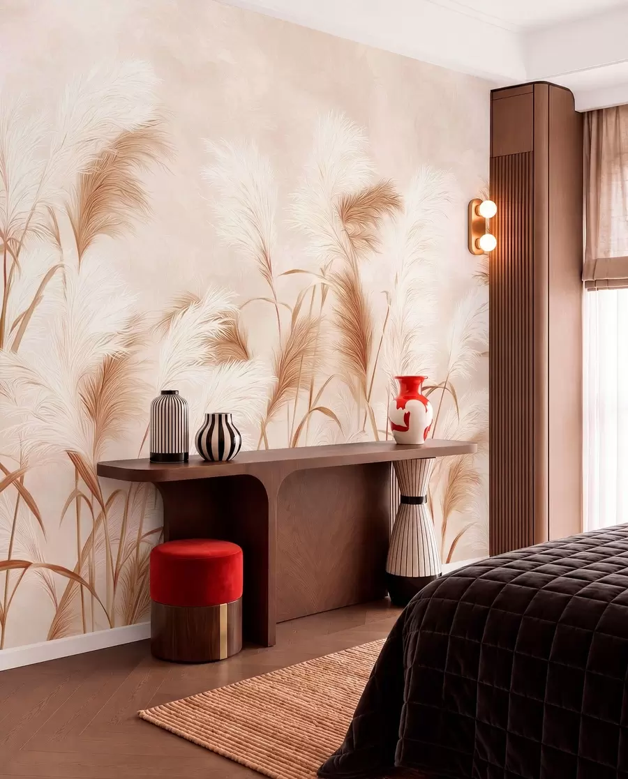 wall murals Елегантна пампас трава цвета у меким беж и млечним тоновима w09150v1
