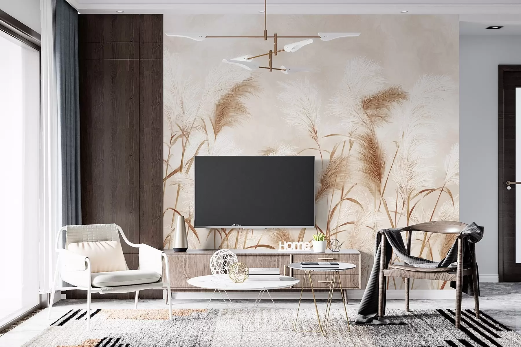 wall murals Елегантна пампас трава цвета у меким беж и млечним тоновима w09150v1
