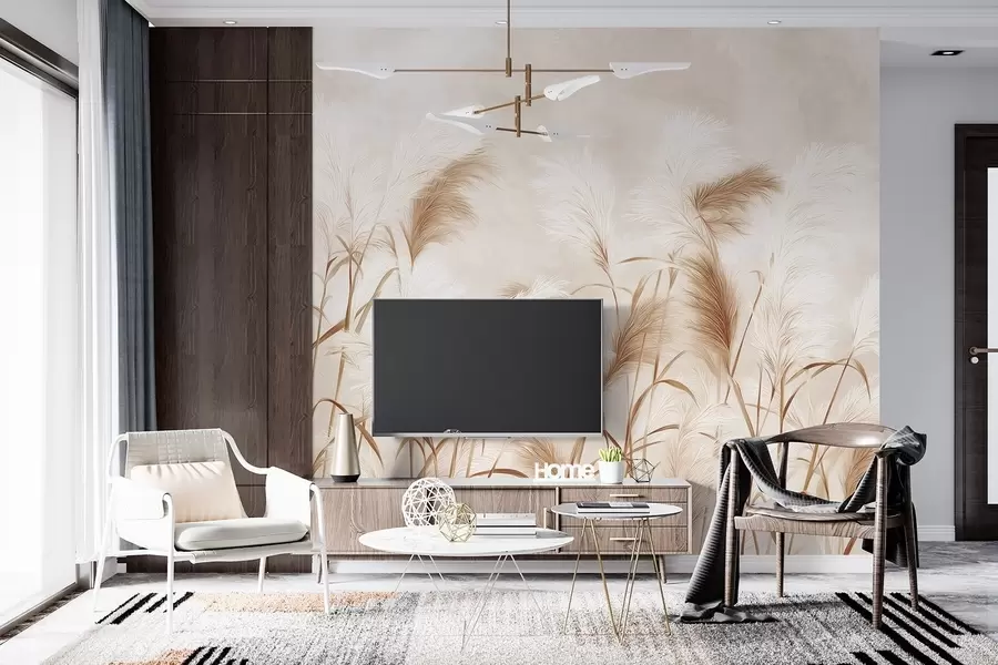 wall murals Елегантна пампас трава цвета у меким беж и млечним тоновима w09150v1