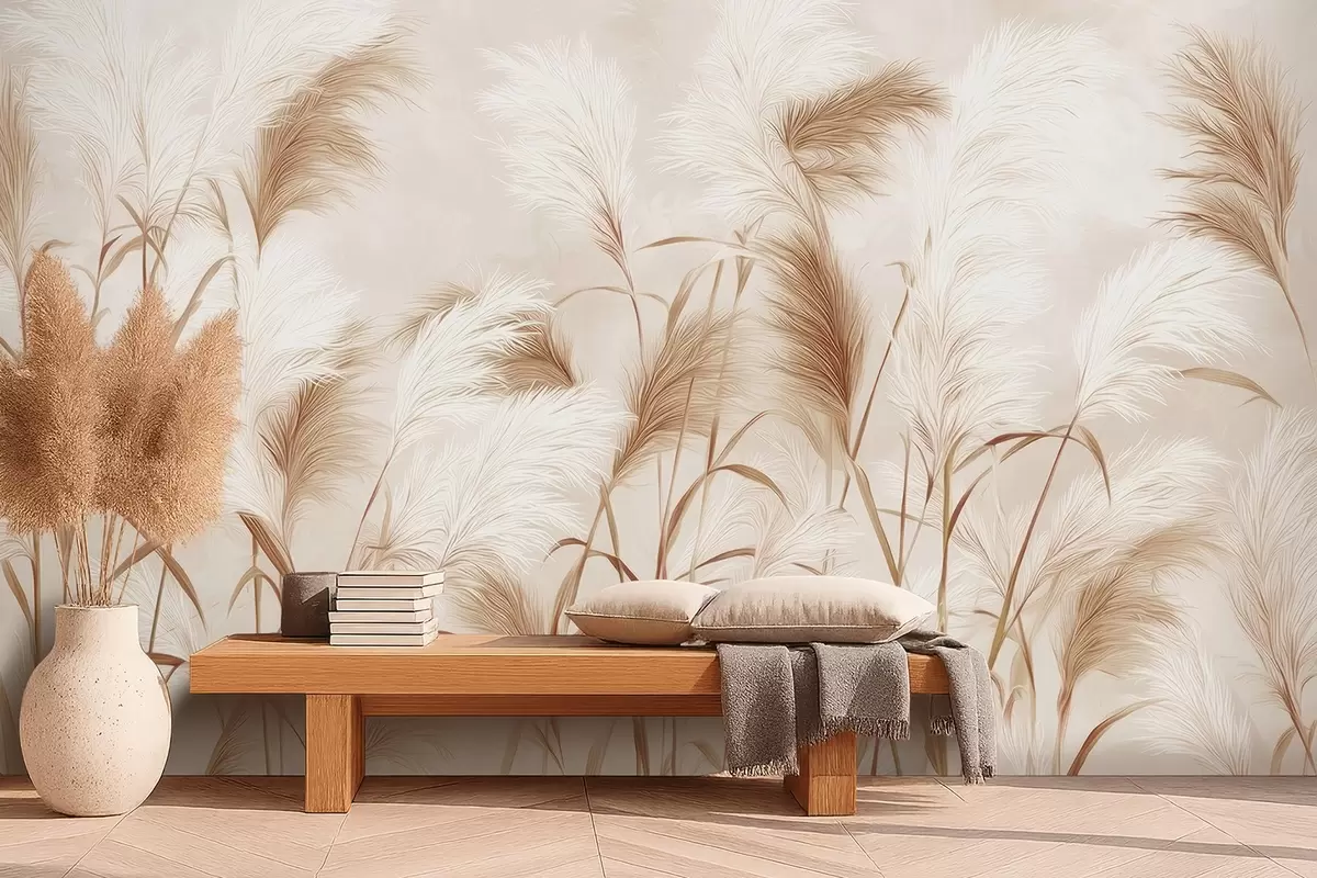 wall murals Елегантна пампас трава цвета у меким беж и млечним тоновима w09150v1