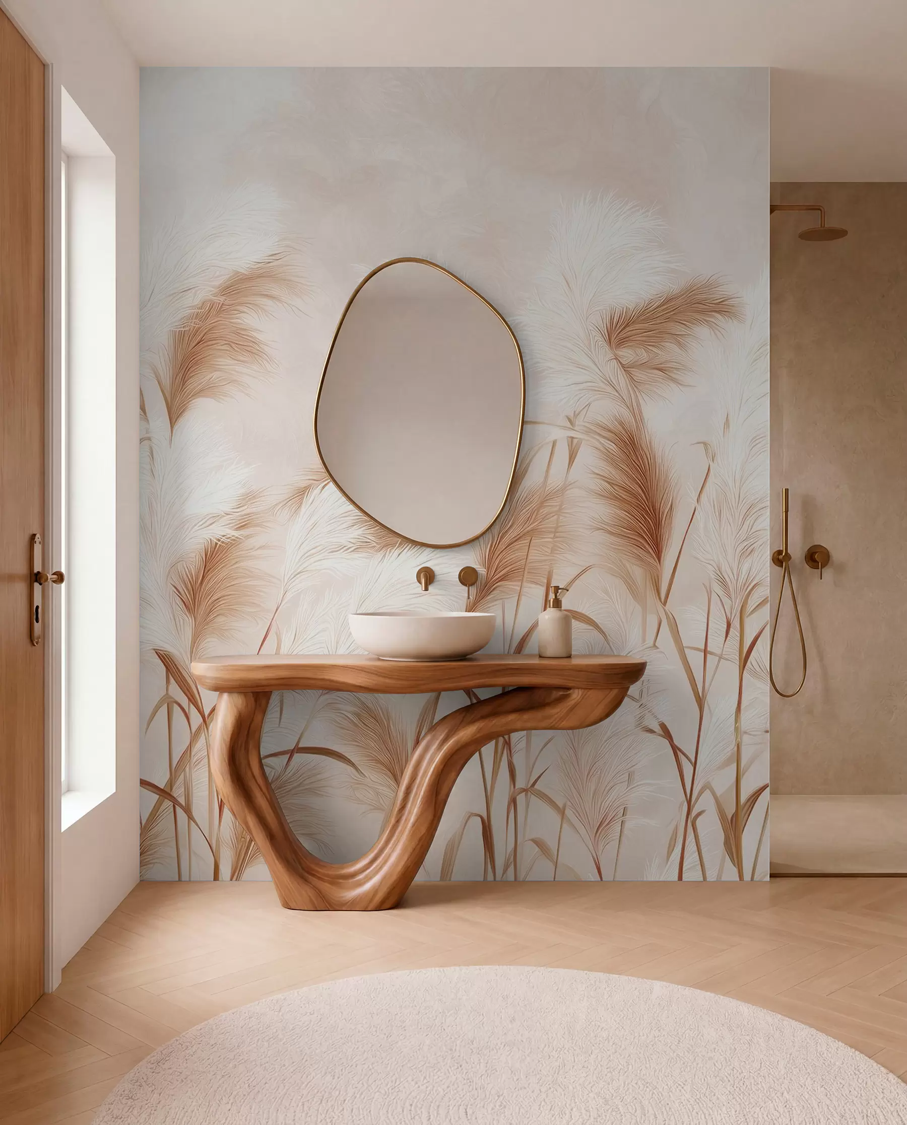 wall murals Елегантна пампас трава цвета у меким беж и млечним тоновима w09150v1