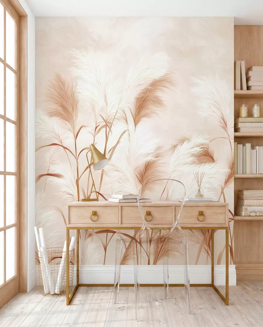 wall murals Елегантна пампас трава цвета у меким беж и млечним тоновима w09150v1