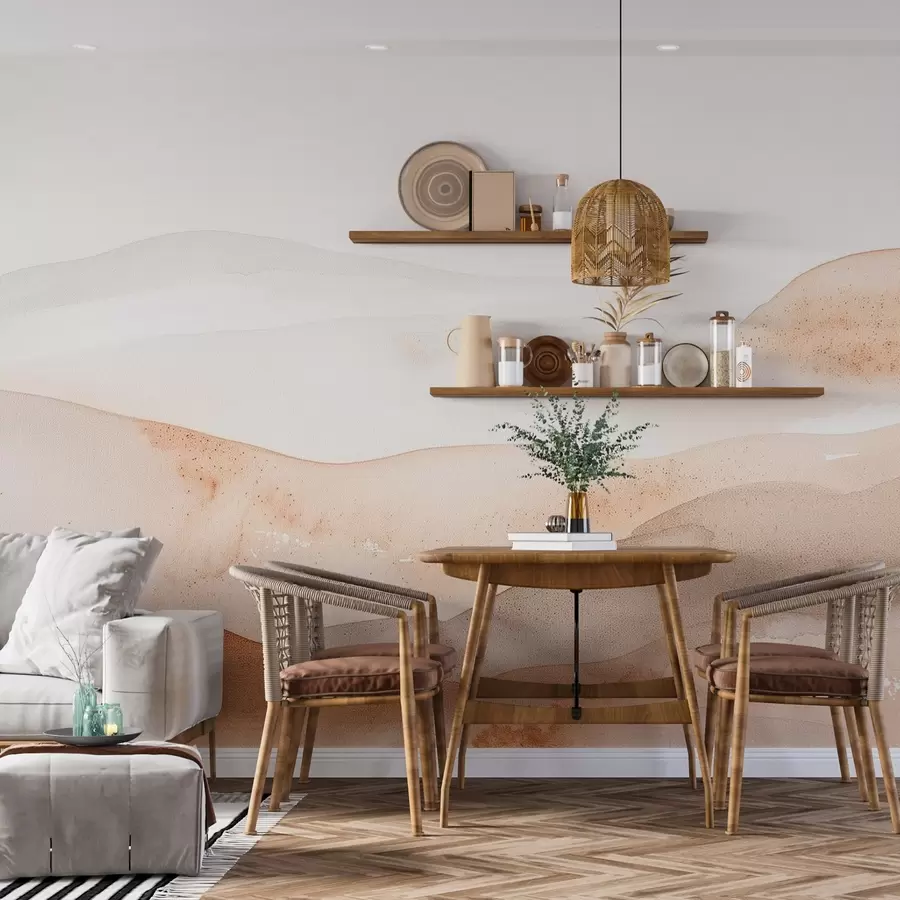 wall murals Планине са ефектом брда у топлим тоновима акварела w09223v1