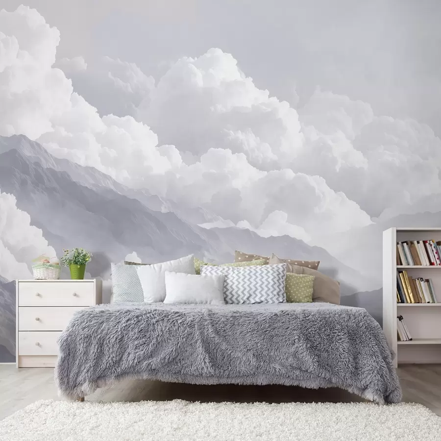 wall murals Меки облаци изнад планина у плавим тоновима w09226v2
