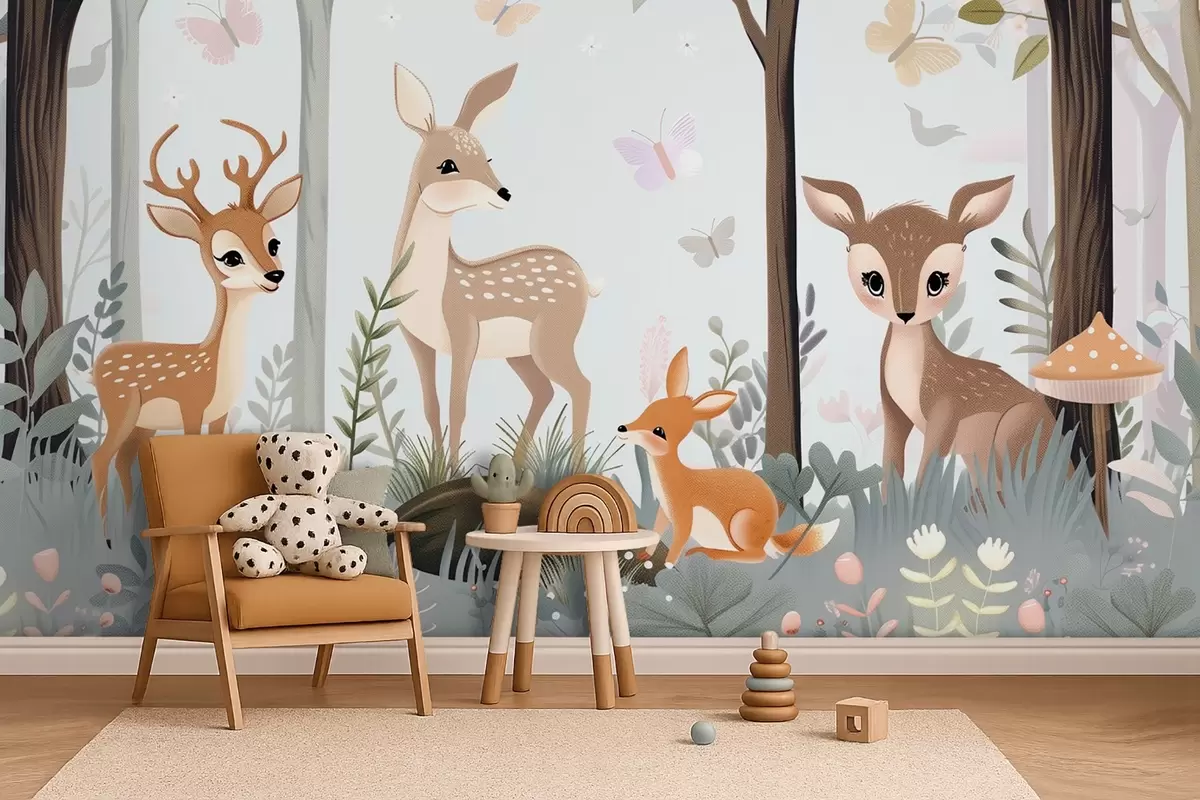wall murals Хировите шумске животиње у плавим тоновима w09227v1