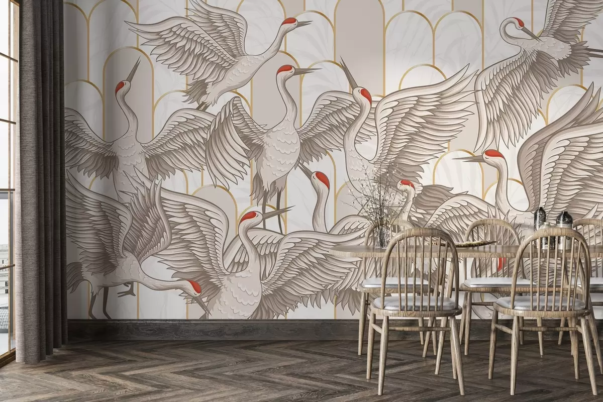wall murals Птице и винтаге лукови w04193