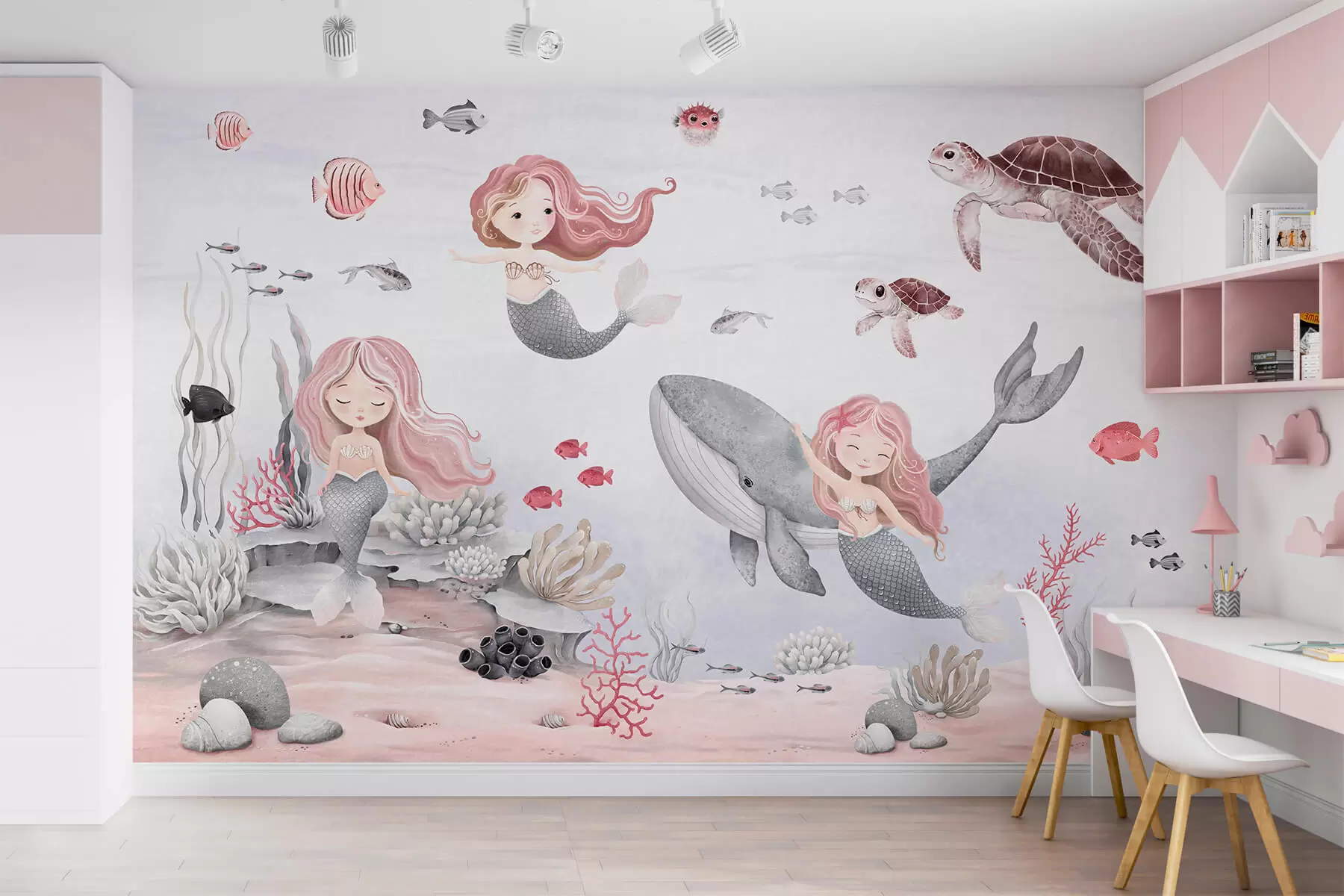 wall murals Подводни свет са сиренама и рибама w04166v1