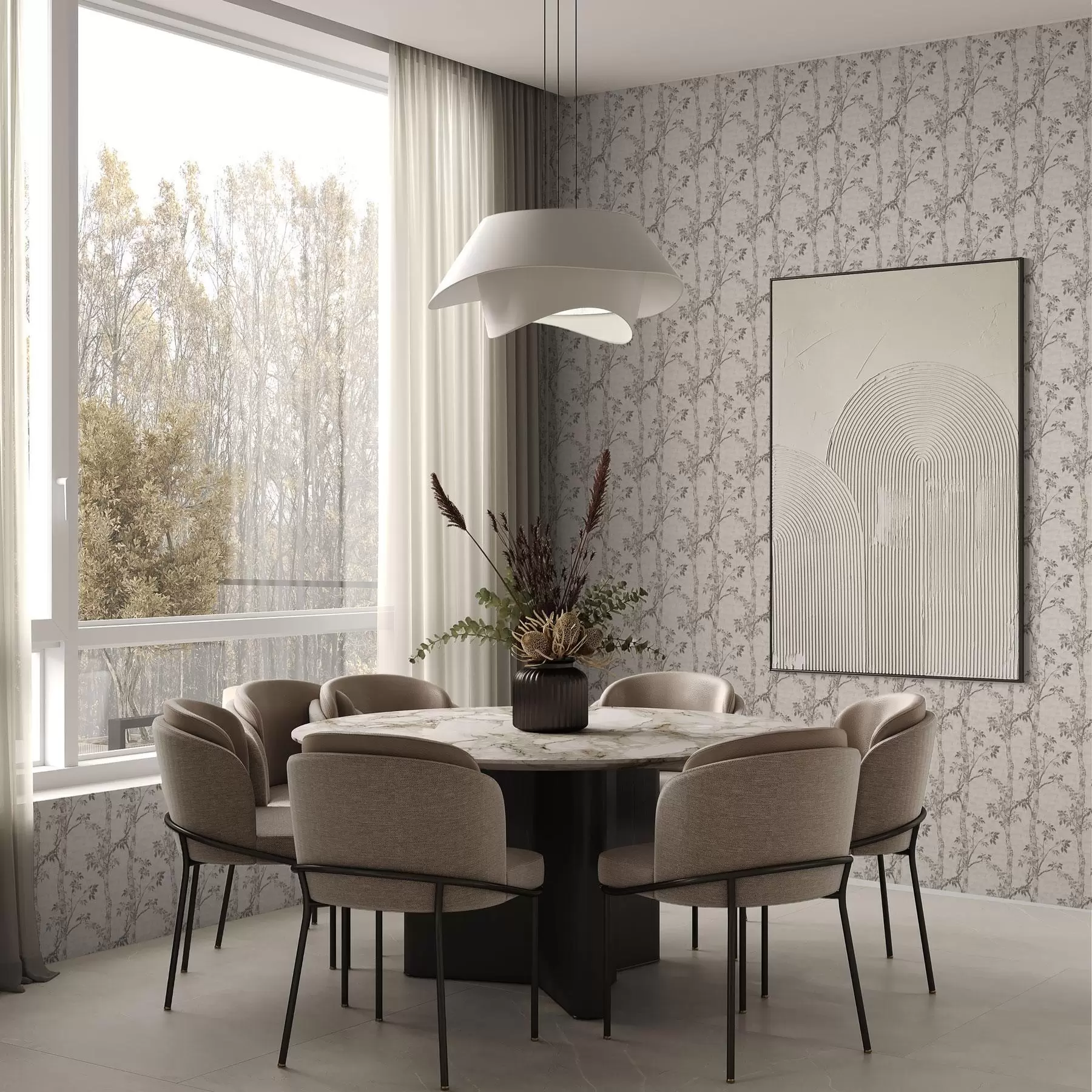 wall murals Гране брезе са лишћем, текстурирана позадина a00257v1