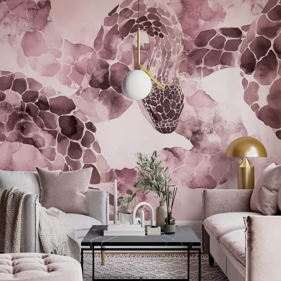 wall murals Силуета змије, акварел стил, бордо боје w04113v1