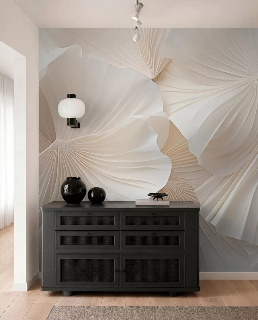 wall murals латице, цвеће, бело, крем, текстура, нежност, декоративно w04216