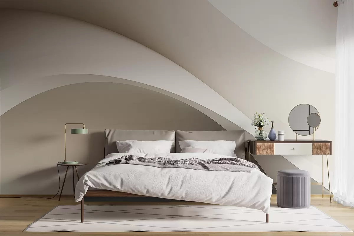 wall murals апстракција, таласи, меке кривине, беж, глатко, линије, модерно w04217v1