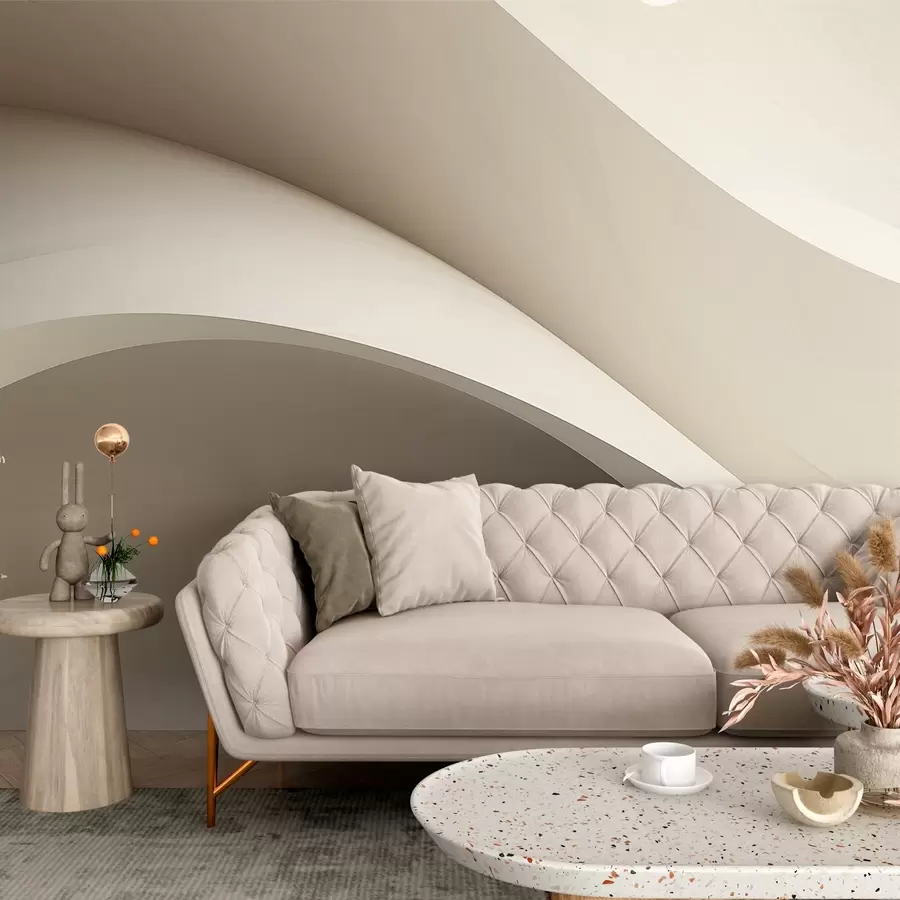 wall murals апстракција, таласи, меке кривине, беж, глатко, линије, модерно w04217v1