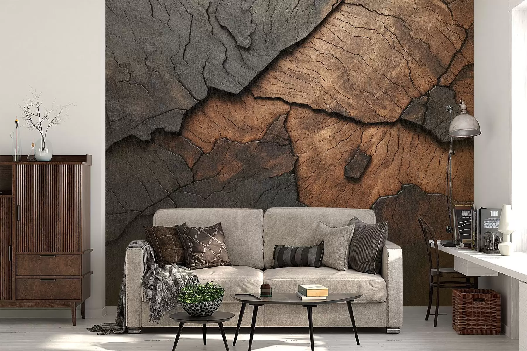 wall murals дрво, текстура, пукотине, тамно, кора, површина w04237