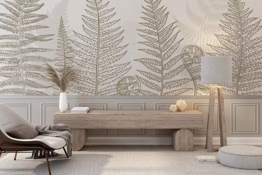 wall murals лишће, биљке, папрат, светлост, ботаника, графика w04239v2