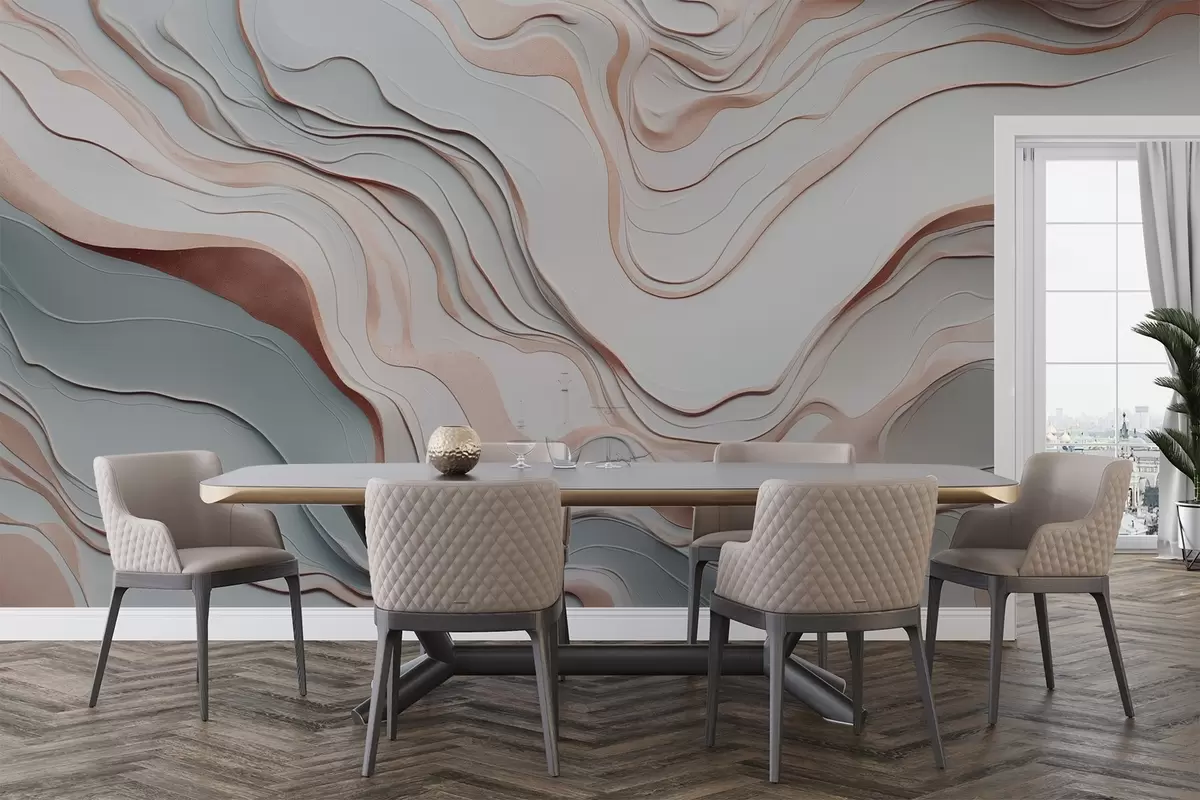 wall murals слојеви, таласи, апстракција, ружичаста, сива, меки облици, w04255v1