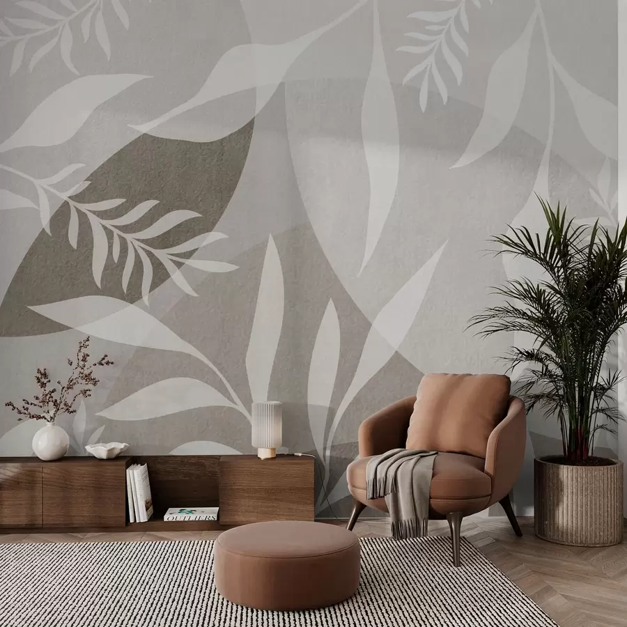 wall murals Силуете гранчица на позадини апстрактних кругова w04270v1